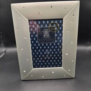 Elysees Louis Michel Cie Satin Silver Rhinestone Crystal Picture Frame 4x6 READ